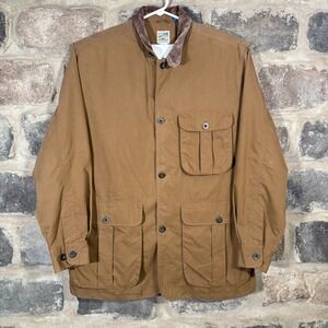VTG Travelsmith Mens XL Brown‎ Field Jacket Hunting Barn Coat Suede Collar